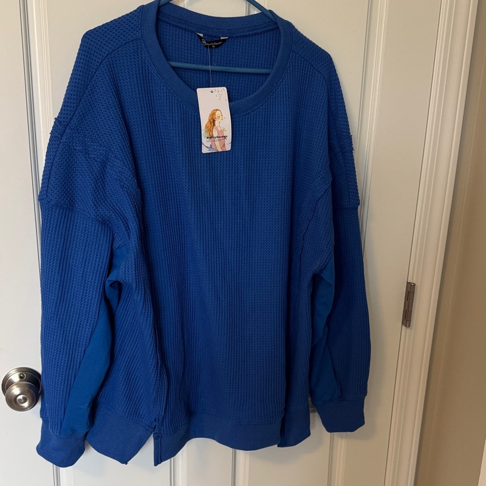 Women's Crewneck Waffle-Knit Top NWT